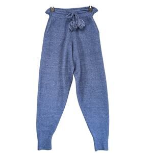 Allison New York Women's S Blue Wool Blend Elastic Waist Jogger Pants, Soft Cozy